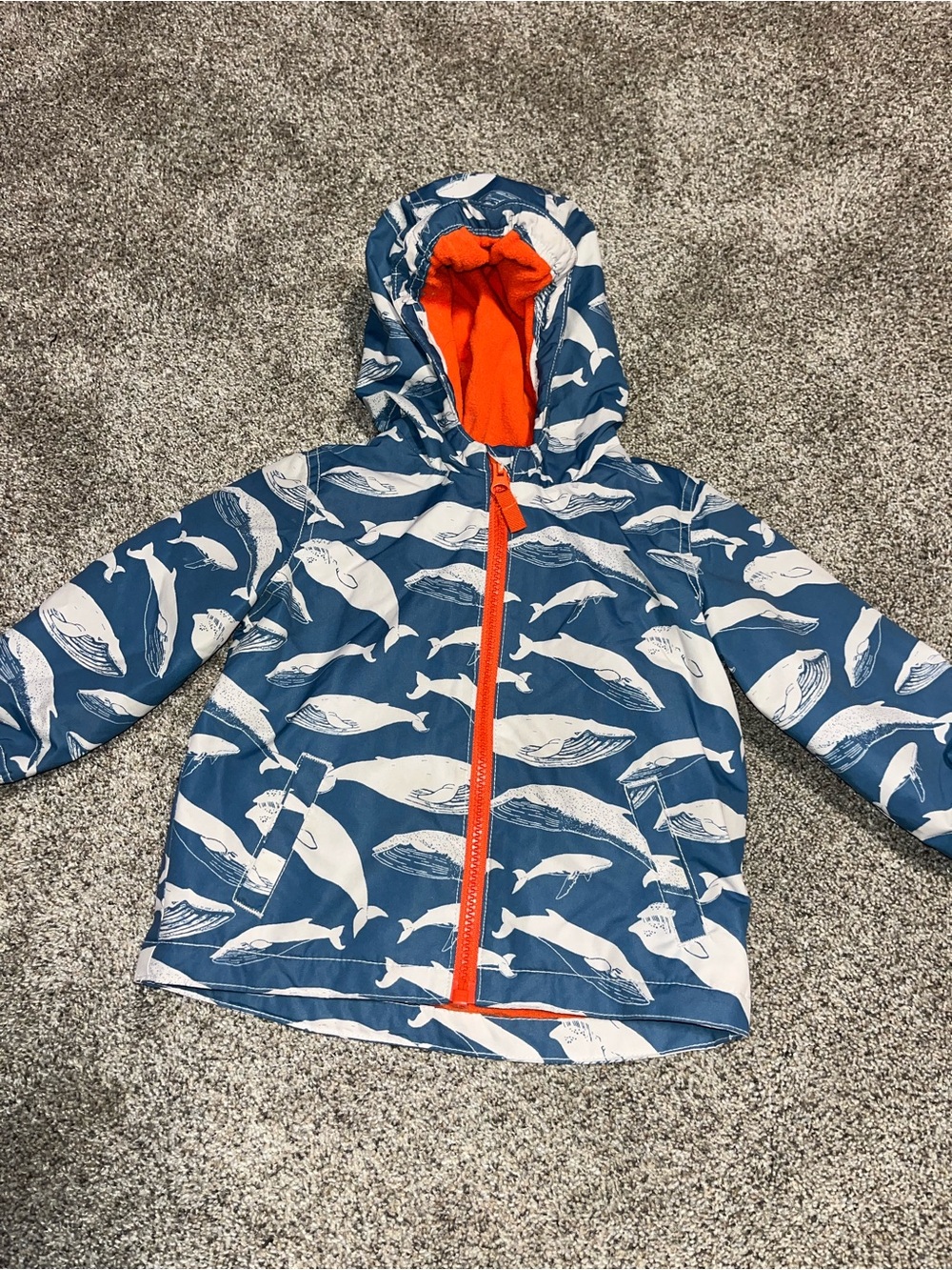 Mini Boden fleece lined midweight jacket. Whales